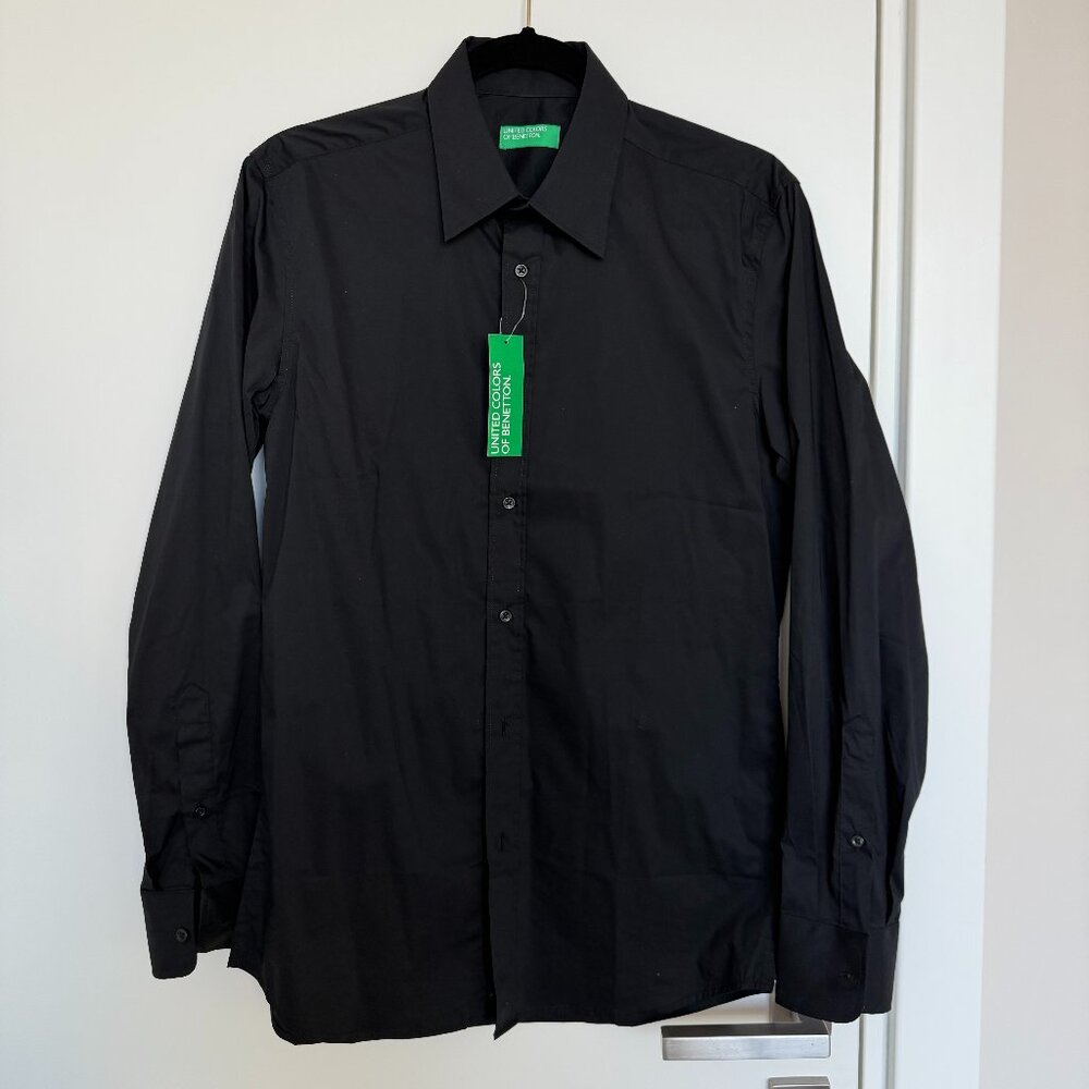 Benetton Men’s Black Slim Fit Shirt – New with Tags